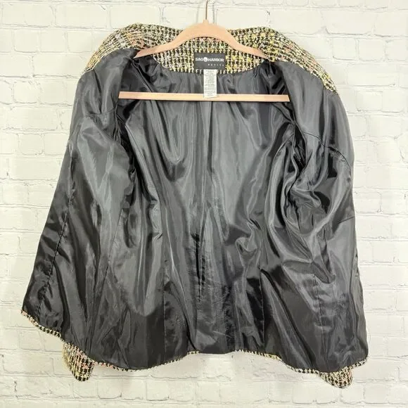 Sag Harbor Tweed Blazer Women Size 14 Petite Windowpane Front Slip Pockets Lined - Picture 9 of 9